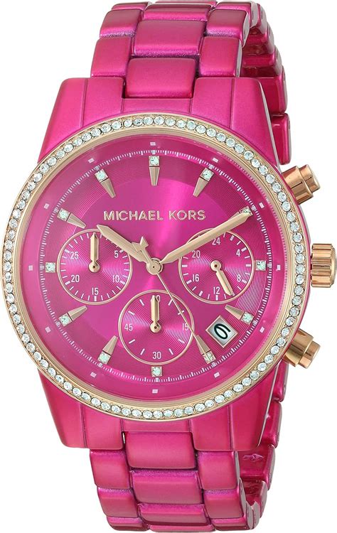 michael kors watch pink background|Michael Kors Watch pink strap.